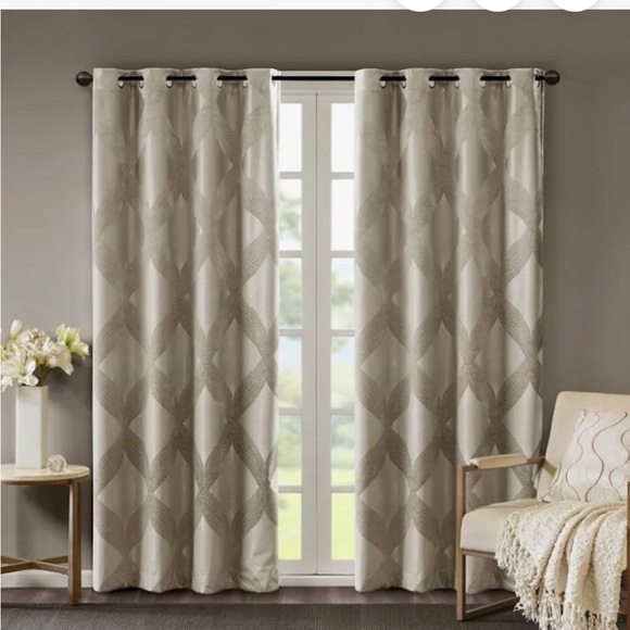 Elegant Cream Patterned Blackout Curtains